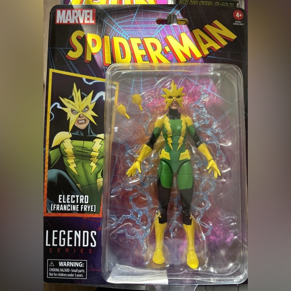 Hasbro Marvel Legends Spider-Man Retro Card Francine Frye Electro 6" Figure